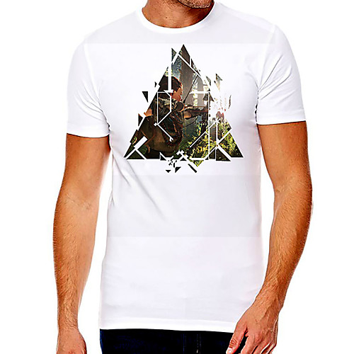 

Men's Unisex Tee T shirt Hot Stamping Graphic Prints Geometry Human Plus Size Print Short Sleeve Casual Tops Cotton Basic Fashion Designer Big and Tall White