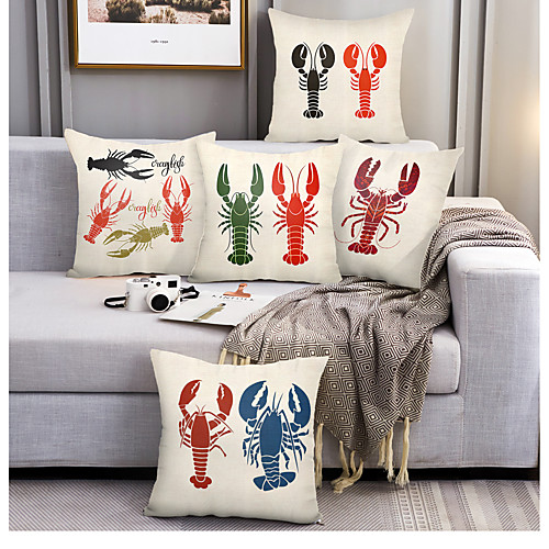

Langoustine Lobster Double Side Cushion Cover 5PC Soft Decorative Square Throw Pillow Cover Cushion Case Pillowcase for Bedroom Livingroom Superior Quality Machine Washable Outdoor Cushion for Sofa Couch Bed Chair