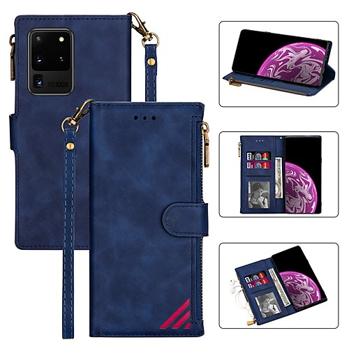 

Zipper Wallet Phone Case For Samsung Galaxy S20 Ultra S20 Plus Note 20 Ultra A91 A81 A71 A51 A41 A21 A70 A50 PU Leather Magnetic Flip Folio Full Body Protective Cover with Card Slots Kickstand