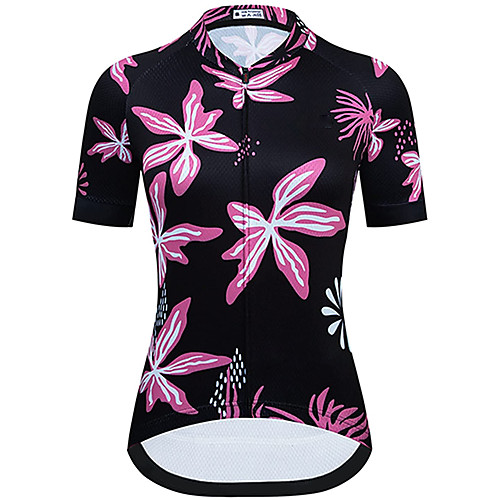 

21Grams Women's Short Sleeve Cycling Jersey Summer Spandex Black Floral Botanical Bike Top Mountain Bike MTB Road Bike Cycling Sports Clothing Apparel / Stretchy / Athleisure
