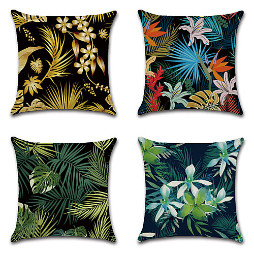 

Plant Tropical Double Side Cushion Cover 4PC Soft Decorative Square Throw Pillow Cover Cushion Case Pillowcase for Bedroom Livingroom Superior Quality Machine Washable Outdoor Cushion for Sofa Couch Bed Chair Green Gold