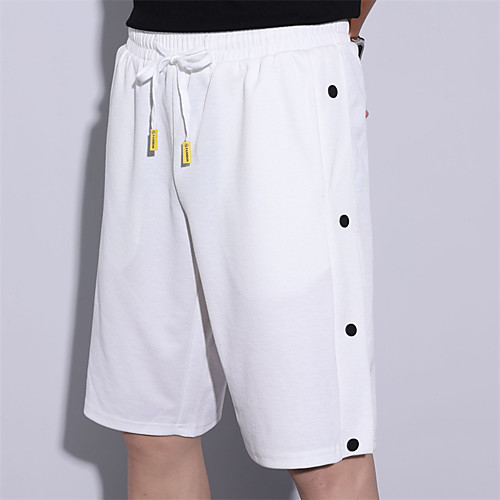 

Men's Sporty Casual / Sporty Quick Dry Breathable Soft Daily Sports Chinos Shorts Pants Solid Color Knee Length Drawstring Pocket Elastic Waist Side Button White Black Grey