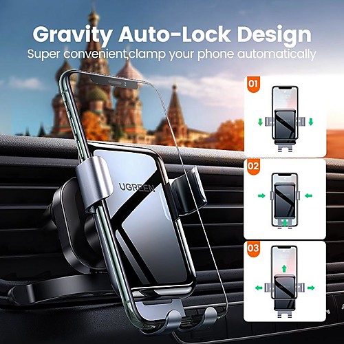 

UGREEN Phone Holder Stand Mount Car Car Holder Gravity Type Adjustable Silicone Aluminum Alloy Phone Accessory iPhone 12 11 Pro Xs Xs Max Xr X 8 Samsung Glaxy S21 S20 Note20