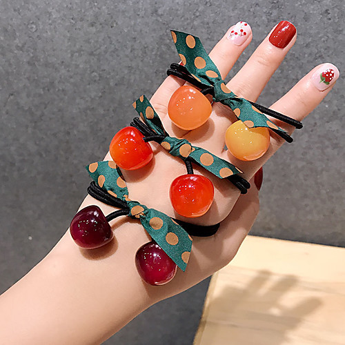 

Hair Rope Cute Bow Hair Ring Korean Cherry Head Rope Simple Tie Head Rubber Band