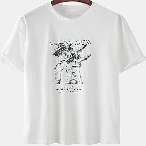 

Men's Unisex Tee T shirt Hot Stamping Character Letter Plus Size Print Short Sleeve Casual Tops Cotton Basic Designer Big and Tall White