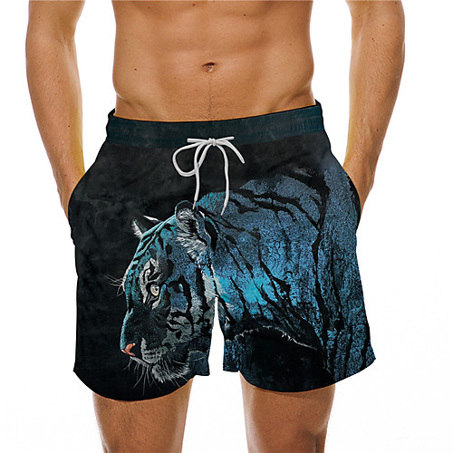 

Men's Designer Casual / Sporty Big and Tall Quick Dry Breathable Soft Holiday Beach Swimming Pool Shorts Bermuda shorts Swim Trucks Pants Graphic Prints Tiger Short Drawstring Elastic Drawstring