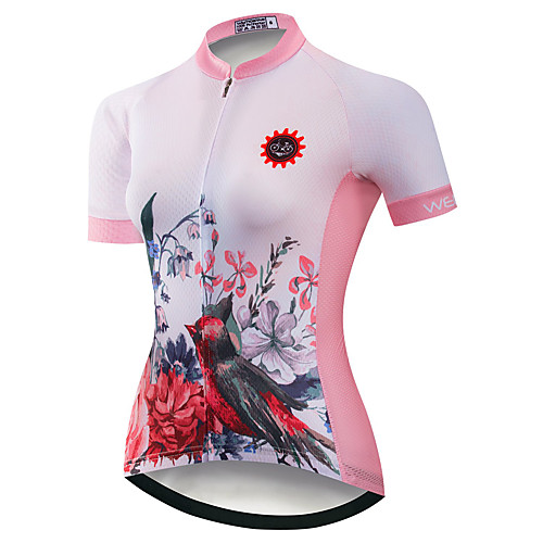 

21Grams Women's Short Sleeve Cycling Jersey Summer Spandex Polyester Pink Floral Botanical Bike Jersey Top Mountain Bike MTB Road Bike Cycling Quick Dry Moisture Wicking Breathable Sports Clothing