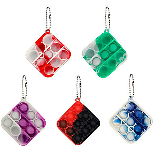 

5Pcs Mini Simple Dimple Fidget Toy Stress Relief Hand Toys Keychain Toy Bubble Wrap Pop Anxiety Stress Reliever Office Desk Toy for Kids Adults