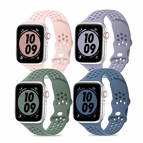 

Smart Watch Band for Apple iWatch 4 PCS Sport Band Modern Buckle Silicone Replacement Wrist Strap for Apple Watch Series SE / 6/5/4/3/2/1