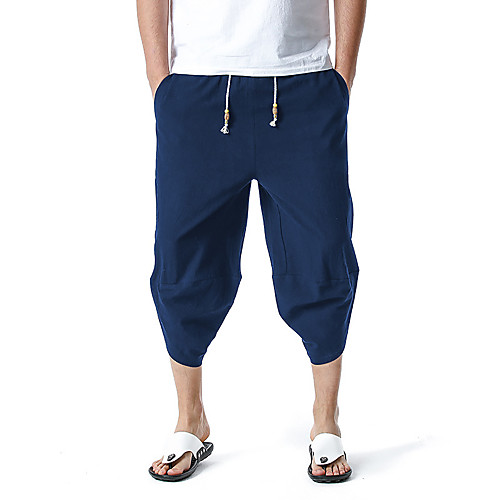 

Men's Simple Casual / Sporty Quick Dry Breathable Sports Slim Sport Daily Harem Loose Wide Leg Pants Solid Color Calf-Length Sporty Wine Khaki Light gray Black Dark Gray / Summer / Drawstring