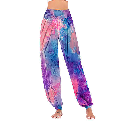 

Women's Casual / Sporty Hip-Hop Comfort Sport Weekend Bloomers Pants Tie Dye Full Length Blue Red Yellow Green