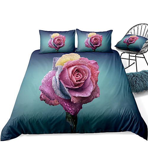 

Duvet Cover Sets 3 Piece Rayon / Polyester 3D Rainbow Reactive Print Bohemian Style