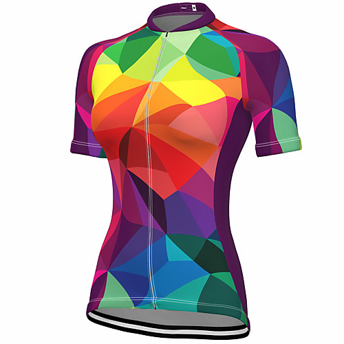 

21Grams Women's Short Sleeve Cycling Jersey Summer Spandex Polyester Violet Rainbow Bike Jersey Top Mountain Bike MTB Road Bike Cycling Quick Dry Moisture Wicking Breathable Sports Clothing Apparel