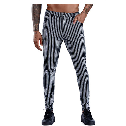 

Men's Classic Style Outdoor Daily Work Dress Pants Pants Stripe Full Length Stripe BlackGrey