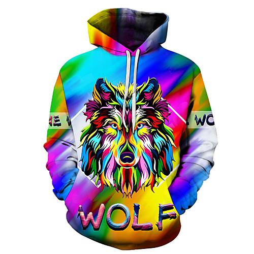 

Men's Unisex Plus Size Pullover Hoodie Sweatshirt Graphic Prints Animal Print Hooded Casual Daily Holiday 3D Print Basic Designer Hoodies Sweatshirts Long Sleeve Blushing Pink Green Rainbow