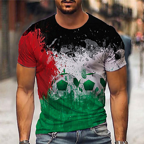 

Men's Tee T shirt Shirt 3D Print Graphic Prints Football Print Short Sleeve Daily Tops Casual Designer Big and Tall Green