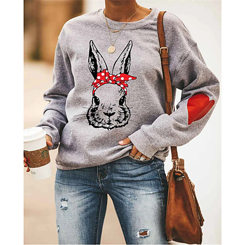 

Women's Pullover Sweatshirt Animal Daily Other Prints Casual Hoodies Sweatshirts Gray