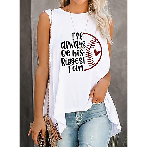 

Women's Tank Top Vest Graphic Heart Letter Asymmetric Print Round Neck Basic Streetwear Tops White