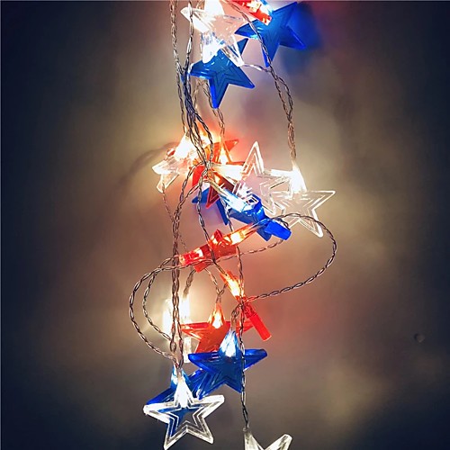 

American Independence Day LED String Lights 3M 1.5M Battery-Operated Stars Fairy String Lights Holiday Garden Christmas Party Decoration
