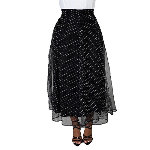 

Women's Sheath Dress Maxi long Dress Black Sleeveless Dot Summer Casual 2021 S M L XL