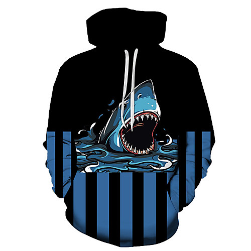 

Men's Unisex Plus Size Pullover Hoodie Sweatshirt Stripes Graphic Prints Animal Print Hooded Casual Daily Holiday 3D Print Basic Designer Hoodies Sweatshirts Long Sleeve Blue Gray Orange