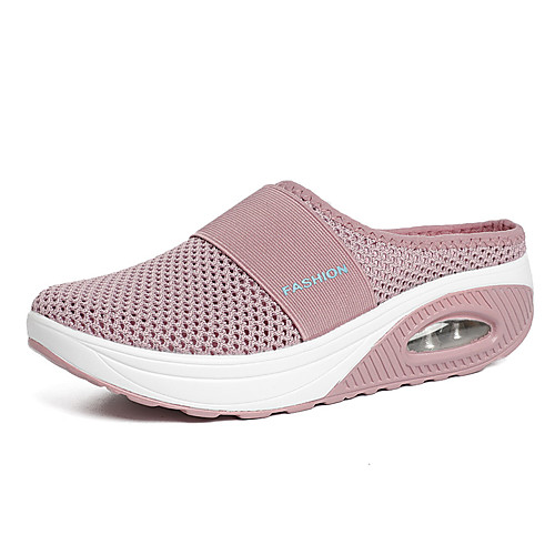 

Women's Clogs & Mules Flat Heel Round Toe Tissage Volant Solid Colored Gray Black Light Pink