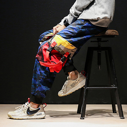 

Men's Stylish Sporty Casual / Sporty Streetwear Comfort Daily Sports Jogger Pants Tactical Cargo Trousers Pants Camouflage Full Length Drawstring Pocket Elastic Drawstring Design Blue Blushing Pink