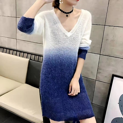 

Women's Solid Color Pullover Long Sleeve Sweater Cardigans V Neck Whiteblue Yellow Red