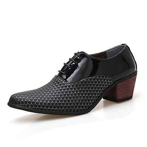 

Men's Oxfords Dress Shoes Vintage Classic Wedding Party & Evening PU Non-slipping Height-increasing White Black Fall Spring