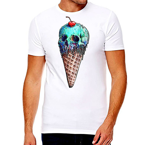 

Men's Unisex Tee T shirt Hot Stamping Graphic Prints Ice Cream Plus Size Print Short Sleeve Casual Tops Cotton Basic Fashion Designer Big and Tall White