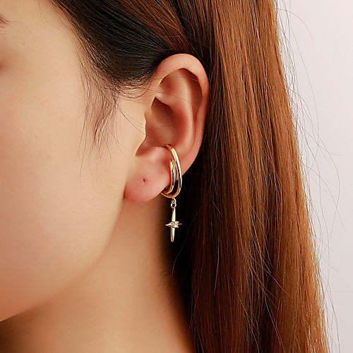 

Single Earring Drop Cross Stylish Simple Punk European Trendy Imitation Diamond Earrings Jewelry Silver / Gold For Party Evening Street Date Birthday Festival