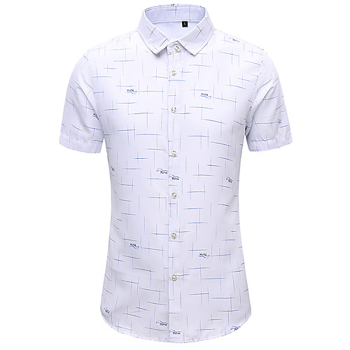 

Men's Shirt Other Prints Graphic Plus Size Print Short Sleeve Casual Tops Hawaiian Button Down Collar White Navy Blue Light Blue / Summer