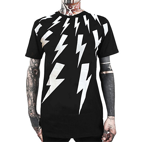 

Men's Tee T shirt 3D Print Lightning Graphic Prints Skull Print Short Sleeve Daily Tops Cotton Casual Designer Big and Tall Round Neck B C / Summer