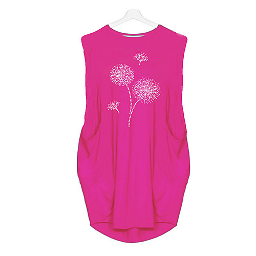 

Women's T Shirt Dress Tee Dress Knee Length Dress Blue Yellow Fuchsia Gray Green White Black Sleeveless Print Summer Round Neck Casual Oversized 2021 S M L XL XXL 3XL 4XL 5XL