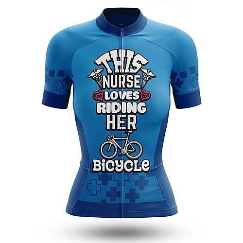 

21Grams Women's Short Sleeve Cycling Jersey Summer Spandex Blue Bike Top Mountain Bike MTB Road Bike Cycling Sports Clothing Apparel / Stretchy / Athleisure