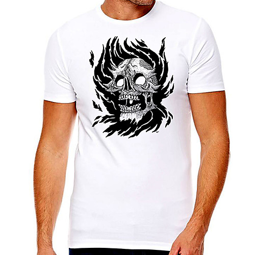 

Men's Unisex Tee T shirt Hot Stamping Graphic Prints Skull Plus Size Print Short Sleeve Casual Tops Cotton Basic Designer Big and Tall White