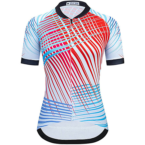 

21Grams Women's Short Sleeve Cycling Jersey Summer Spandex White Stripes Bike Top Mountain Bike MTB Road Bike Cycling Sports Clothing Apparel / Stretchy / Athleisure