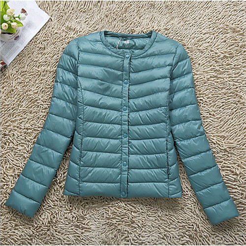 

Women's Coat Daily Wear Fall Winter Regular Coat Regular Fit Casual Jacket Solid Color Zipper Light Blue Navy / Spring / Cotton
