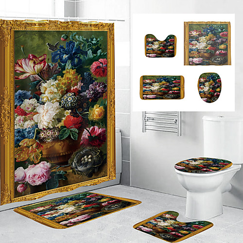

Waterproof Fabric Shower Curtain Bathroom Decoration and Modern and Landscape and Floral / Botanicals