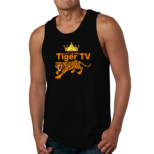 

Men's Tank Top Undershirt 3D Print Graphic Prints Tiger Print Sleeveless Daily Tops Casual Designer Big and Tall White Blue Yellow