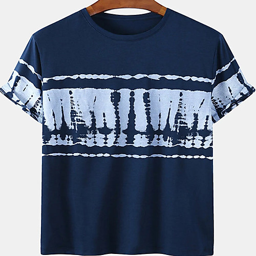 

Men's Tee T shirt 3D Print Striped Graphic Prints Print Short Sleeve Daily Tops Casual Designer Big and Tall Royal Blue