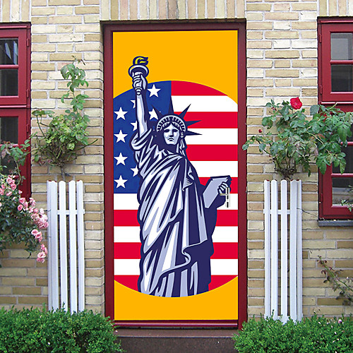 

2pcs Self-adhesive Creative Door Sticker Liberty Living Room Diy Decoration Home Waterproof Wall Sticker