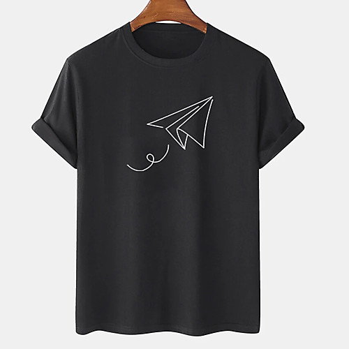 

Men's Unisex Tee T shirt Hot Stamping Graphic Prints Paper Airplane Plus Size Print Short Sleeve Casual Tops Cotton Basic Designer Big and Tall White Black Khaki