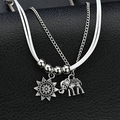 

elephant Anklet Stylish Classic Unisex Body Jewelry For Street Birthday Party Double Layered Chrome Animal Silver