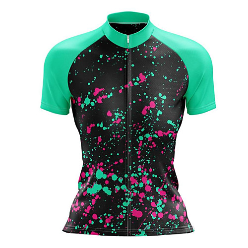 

21Grams Women's Short Sleeve Cycling Jersey Summer Spandex Black / Green Bike Top Mountain Bike MTB Road Bike Cycling Sports Clothing Apparel / Stretchy / Athleisure