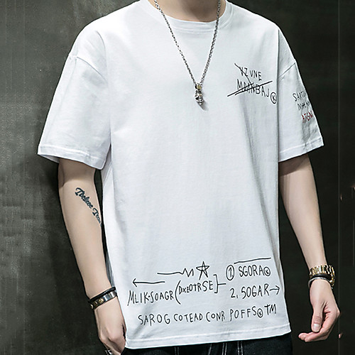 

Men's Unisex Tee T shirt Hot Stamping Graphic Prints Letter Plus Size Print Short Sleeve Casual Tops Cotton Basic Fashion Designer Big and Tall White Black Light gray