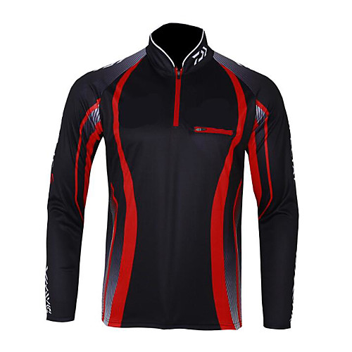 

CAWANFLY Men's Fishing Jacket Outdoor Long Sleeve UPF50 Quick Dry Waterproof Zipper Lightweight Breathable Jacket Top Autumn / Fall Spring Athleisure Fishing Camping & Hiking Red / black