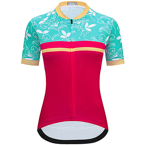 

21Grams Women's Short Sleeve Cycling Jersey Summer Spandex Red Floral Botanical Bike Top Mountain Bike MTB Road Bike Cycling Sports Clothing Apparel / Stretchy / Athleisure