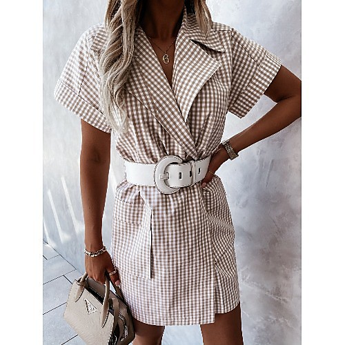

Women's A Line Dress Short Mini Dress No belt, a lot of stock Blue khaki Short Sleeve Square Summer Casual 2021 S M L XL 2XL