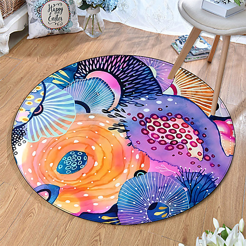 

Round 5mm Area Rugs Machine Made Polyster Non Skid Modern 3D